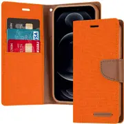 Goospery iPhone 13 Pro Canvas Fabric Flip Wallet Case Cover Apple [Orange]