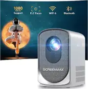 SCREENMAX Electric Focus Mini Projector with WiFi & Bluetooth, Upgraded Portable