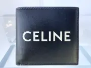 New Celine Men's Wallet Credit Card Black Bi-fold Leather
