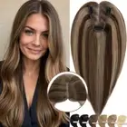100% Real Human Hair Hairpiece Clip In Topper Toupee Top Wiglet Hand-tied Lace L