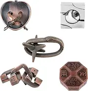 5Pcs/Set All-in-one Brain Teaser Metal Puzzle Sets 3D Unlock Interlocking Puzzle Metal Knot Puzzle Mind Switch Games Adults Educational Toy Gift Stop Addicted to Mobilephone#4