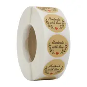 Round Natural Kraft Thank You Sticker seal labes Hand Made With Love Sticker Paper Stationery sticker