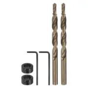 2pcs 5/16" Pocket Hole Drill Bit 13/64" Tip W M8 Depth Stop Collar and Wrench
