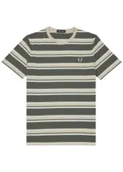 Fred Perry Striped Cotton T-shirt - Khaki L