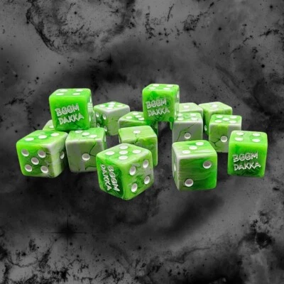 Boom Dakka Bespoke Dice Set By KING DAKA (Set of 16) - Warhammer 40K Orks