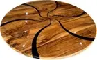 36" Round Epoxy Coffee Table, Epoxy Dining Table, Walnut Wood Epoxy Table