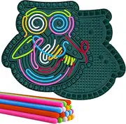 Sensory Activity Board Silicone Push Pop Fidget Toys for Kids Owl Busy Board for Fine Motor Skill, Stress Relief, Anxiety ADHD, Autism, Kids 3+ Sensory Board with 18 Strings Green