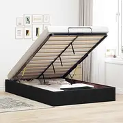 vidaXL Ottoman Bed Frame - Black Velvet King Single with Hydraulic Storage and Slatted Base