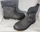 Dr Martens Kristy Grey Leather Buckle Ankle Boots Women's Size 11 / UK 9