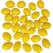 30 Pack Faux Yellow Lemons Artificial Fruits Fake Lemons Lifelike Simulation for