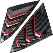 Compatible for Honda Civic 2022 2023 Sedan Rear Side Vent Quarter Window Louver Shutter Cover Carbon Fiber+Red Car Parts