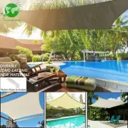 Beige 6.5*10ft Rectangle Sun Shade Sail Garden Yard UV Block Outdoor Canopy