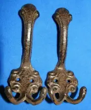 Victorian Coat Hooks Vintage Look Cast Iron 5 1/2", Entryway Hallway Decor, H-61