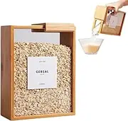 Wooden Cereal Storage Box, Wood Acrylic Rice Dispense, Clear Moistureproof Rice Storage Container, Bamboo Dispenser, Used for Kitchen Organization Cereal, with Slide Lid for Kitchen
