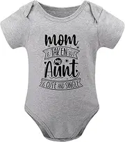 [WOOYONGING] Mom Is Taken But My Aunt Is Cute And Single Newborn White Romper Short Sleeve Coming Home from Hospital Outfit Whi