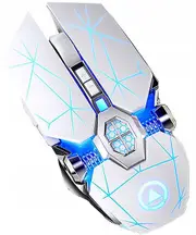 Yindiao Wireless Gaming Mouse A7 Rechargeable Led Backlit Colorful Light Ergonomic White 128*75*39mm