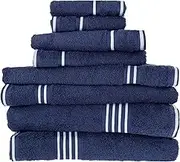 Bedford Home 8-Piece Towel Set - Cotton Bathroom Accessories with 2 Bath Towels, 2 Hand Towels, 2 Washcloths, and 2 Fingertip Towels by (Navy)