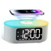 Fabric Alarm Clock for Bedroom, with Big Led Screen Display, Bluetooth Gray
