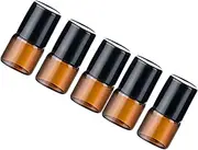 Mikinona 5PCS Glass Bottles for Essential Oils and Perfumes Portable Travel Containers with Black Lids Lightweight and Leak Design for Convenient Use