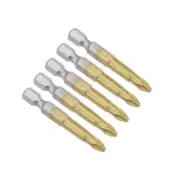 Phillips Bits 5pcs 1/4-Inch Hex Shank Screwdriver Bit 50mm PH2 Titanium Plating