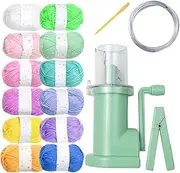 [DYNWAVE] Hand Knitting Machine Household Weaver Multicolor Yarn Knitting Tool Needle Thread Tools Set for DIY Crafts Sewing Crocheting, 12 Colors Yarn Set