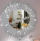 12" Selenite Crystal Cafe Wall Mirror Hanging Vanity Top Sunburst Handmade Decor