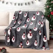 PAVILIA Christmas Snowman Throw Blanket | Grey Christmas Fleece Blanket | Soft,