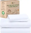100% Organic Cotton Sheets for King Size Bed, Percale Deep Pocket King Sheets, G