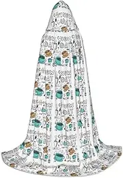 SKKNT Delicious Coffee Print Halloween Hooded Cloak Full Length Cape With Hood For Men And Women For Carnival
