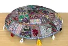 New 32" Grey Handmade Round Patchwork Indian Home Decorative Floor Cushion Cover