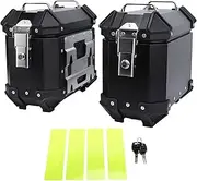 Motorcycle Back top Box case 1 Pair 18L Motorcycle Side Case Aluminium Alloy Motorbike Hard Side Saddlebag Box with Safety Lock and Handle(Black)