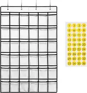 SAVERHO 36 Pockets Classroom Pocket Chart for Cell Phones, Pocket Chart for Calculator Holder with 36 Number Sticker (White)