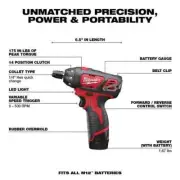 Milwaukee Electric Screwdrivers M12 12V Li-Ion Cordless 1/4" Heavy-duty Hex Red