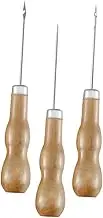 LALAFINA 3pcs Diy Sewing Awls Set for Leather Repair Stitching Wooden Handle Prickers Home Sewing Tools Accessories