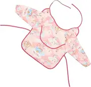 Overalls Girl Bows Painting Protector Bandana Body Bib Boy Twins Washable Bib Painting Clothes Cover Sleeved Bib Anti-dust Sleeved Bib Cotton Pink