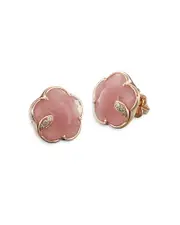 Pasquale Bruni 18K Rose Gold Petit Joli Pink Chalcedony & Diamond Flower Stud Earrings