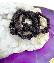 5x Garnet Crystal Chip Bracelet Set Natural Gemstone Passion Success Stone