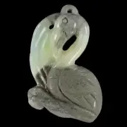 BI40609 # Hand Carved Animal Swan multi-color Amazonite Pendant Bead 1 Pcs