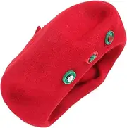 [LIFKOME] Comfortable Beret Hat Women Girls Party for Ladies Warm Wool Xmas Decor Red