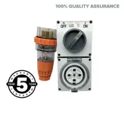 50A Amp 5 Pin Weatherproof Waterproof IP66 Power Point Outlet Socket Switch Plug
