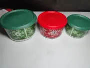 NEW Tupperware Holiday Christmas Nesting Canister Green/Red Set of 3 7693A