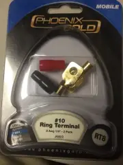 Phoenix Gold 8 AWG #10 Ring terminal 2 pack +,-, JA80/2 Or JA80KIT