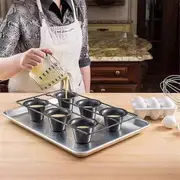 6 Cup Nonstick Popover Pan Muffin Cupcake Bakeware Pudding Pan for Oven Baking Frittatas Muffins Quiches Pudding Cakes Black