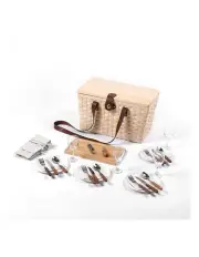 [Vibes] Barossa 4 Person Natural Wicker Picnic Basket Set in Cream