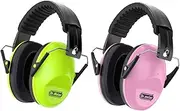 Dr.meter Noise Cancelling Ear Muffs: SNR27.4 Noise Cancelling Headphones for Adults Kids Ear Protection for Monster Jam Autism Sensory Concerts Fireworks- 2 Pack Green & Pink