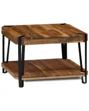 Alaterre Ryegate Natural Live Edge Solid Wood with Metal Cube Coffee Table