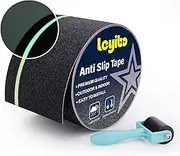 Anti Slip Tape with Glow in Dark Stripe for Stairs, 4”x35ft, Grip Tape for Stairs Steps with Roller for Outdoor/Indoor, Waterproof Non Slip Strips for Stair Treads, High Traction, Easy to Install