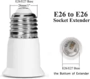 4 pack Light Bulb Socket Extender E26/27 Screw-In Adapter 3cm1.4" Extension Base