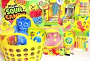 NEW KIDS SOUR PATCH KIDS TOY GIFT BASKET PLUSH PILLOW TOYS SOUR PATCH KIDS CANDY