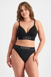 [Bonds] Bonds Women's Retro Rib™ Seamless Hi Bikini in Black Size: 10 10 Black